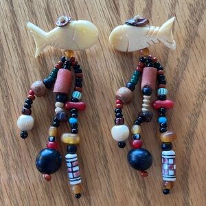 Wooden Fish Dangle Earrings 🌺